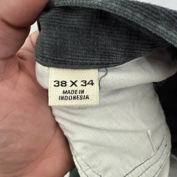 Flint And Tinder Corduroy Pants Mens 38x34 (36s33) Gray Slim Fit Stretch Preppy - Picture 3 of 11